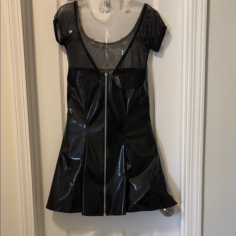 Black Mesh and Vinyl Dress